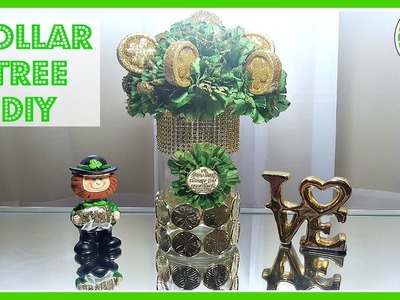 DOLLAR TREE  DIY 2017 | St. Patrick's Day Floral Coin Arrangement Home Decor St. Patty's Day Craft