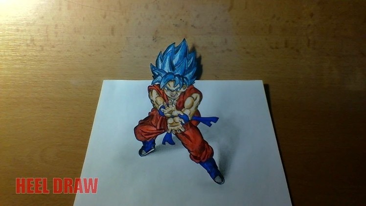 Drawing Goku Super Saiyan Blue 3D