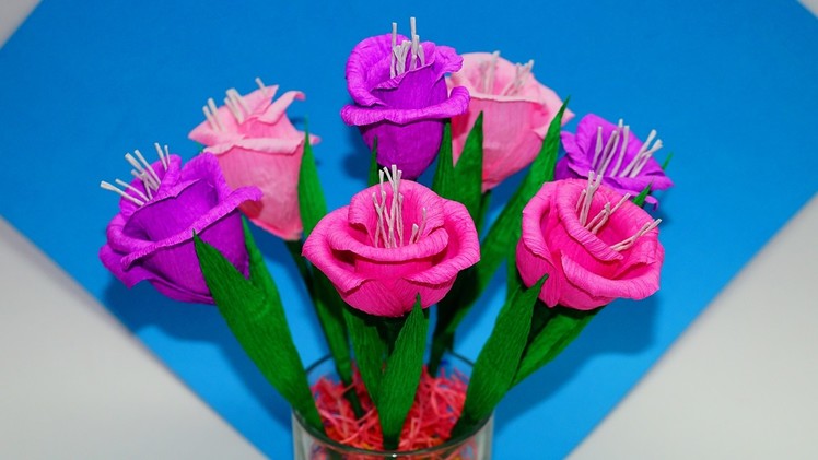 Easy flowers making. How to make flower bouquet - gift ideas. Paper flowers making easy. Julia DIY
