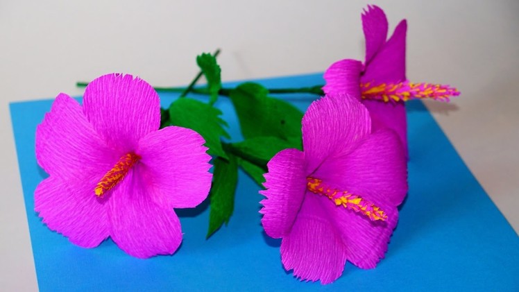 Easy Flowers making ideas. How to Make hibiscus Tissue Paper. Crepe paper flower making. Julia DIY