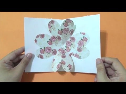 Easy Origami How To Make Heart Popup Card 简单手工摺紙 心形爆炸卡 簡単折り紙