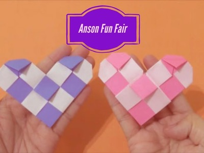 Easy Origami - How to Make Checkered Heart 简单手工摺紙 方格的心 簡単折り紙 チェッカードハートです