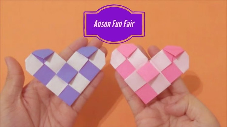 Easy Origami - How to Make Checkered Heart 简单手工摺紙 方格的心 簡単折り紙 チェッカードハートです