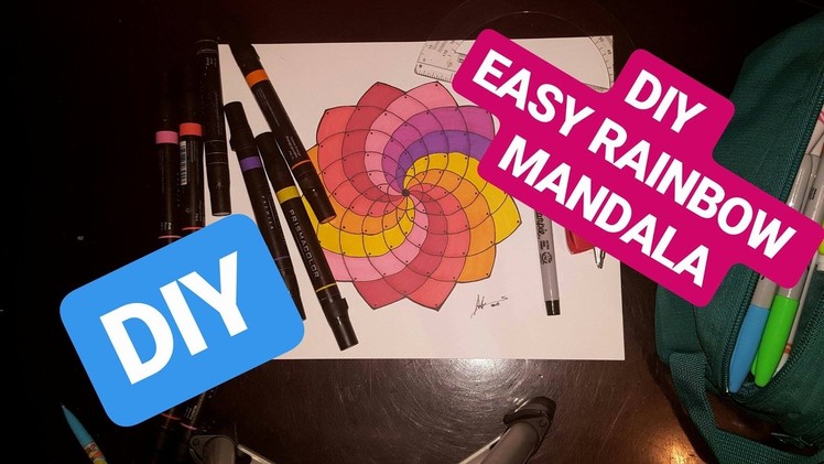 HOW TO DRAW Easy Rainbow. Arcoiris Mandala | Step by Step | Spanish & English |