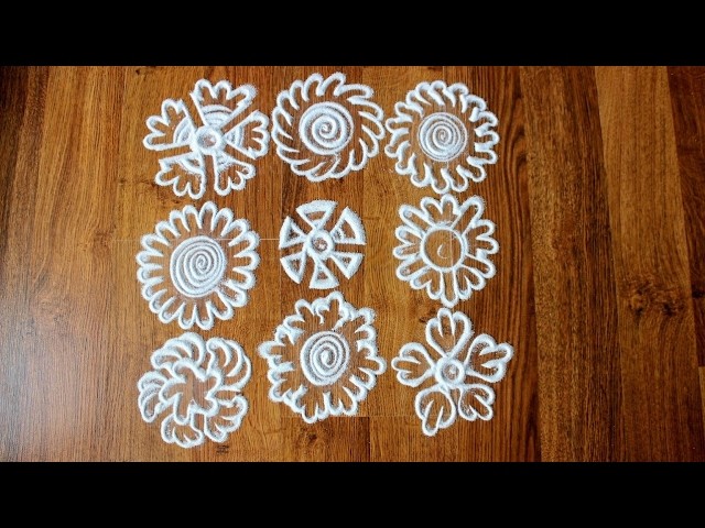 How to draw flower Rangoli Designs with finger