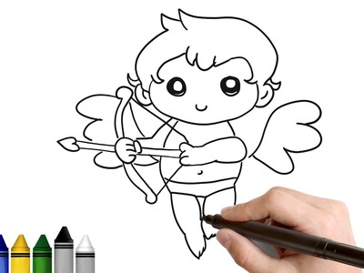 How to Draw Simple Cupid for Valentine's day ★ Drawing for kids Tutorial - Art Lessons | KidsAtWork