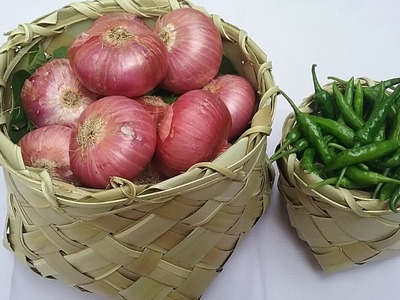 How to make basket with palm leaves,basket making in village style,vegtable basket,DIY  basket video