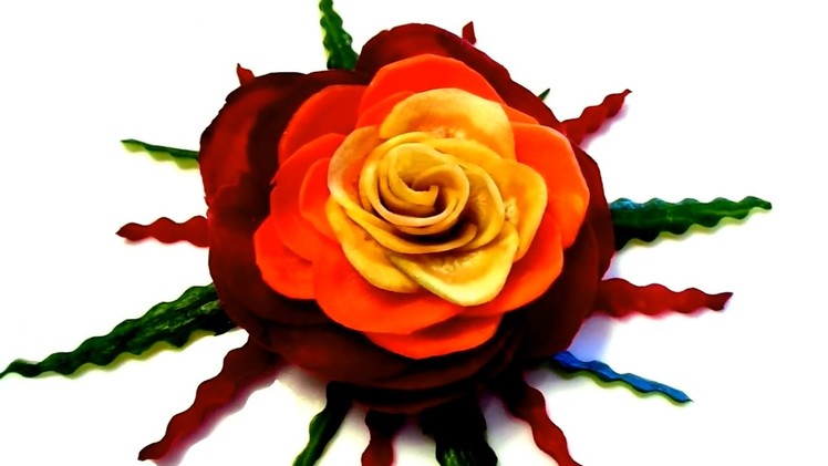 HOW TO MAKE CARROT BEET ROSE FLOWER - ART IN CARROT & VEGETABLE CARVING DESIGN GARNISH