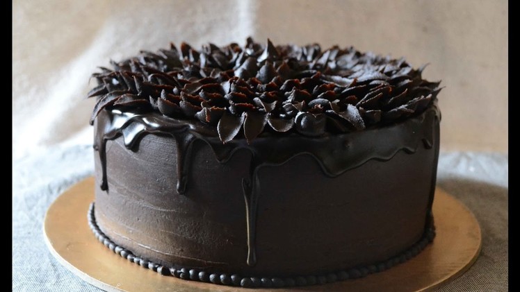 How To Make chocolate glaze and Pipe Easy Ganache Flower On Chocolate Orange Cake