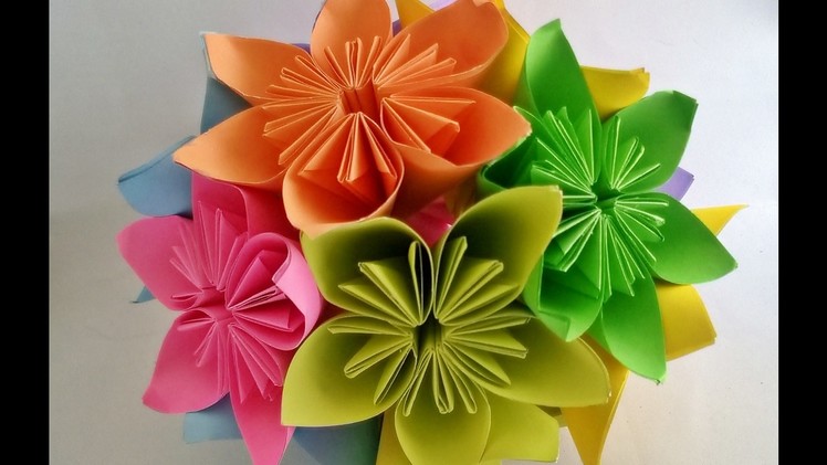 How to make - Kusudama Flower Ball || kusudama flower bouquet || Origami Flower Ball || Craftastic