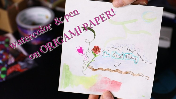 Watercolor & Staedtler fineliner on ORIGAMI PAPER! DIY paper test
