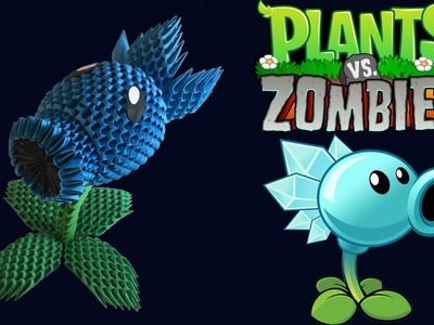3D Origami Snow Pea Shooter tutorial from Plants vs Zombies game