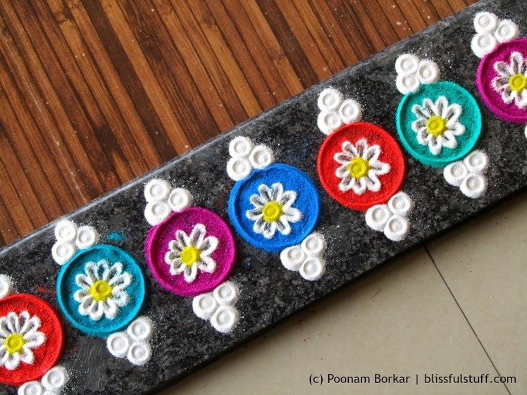 Beautiful multicolored border rangoli | Creative rangoli designs by Poonam Borkar