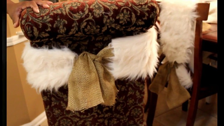 Christmas Decor DIY:  How to make a faux fur chair sash (no sewing)