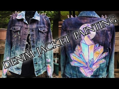 Denim Jacket Painting ~ Crystals and Moon Glyphs!