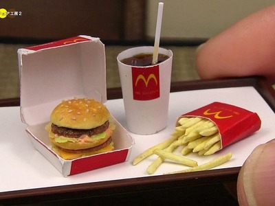 DIY McDonald's Style Miniature Big Mac Meal (Fake food)　マクドナルド風ミニチュアビッグマックセット作り