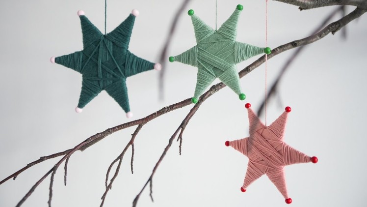 DIY: Yarn-wrapped star ornaments by Søstrene Grene