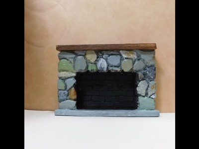 Dollhouse Miniature Stone Fireplace
