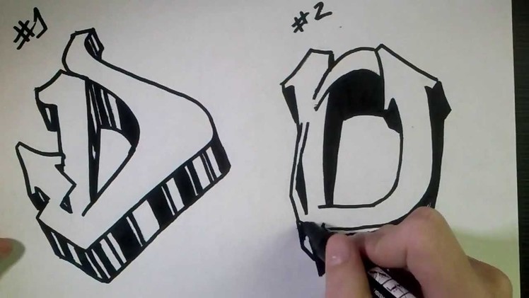 How to draw Graffiti Letter "D" on paper