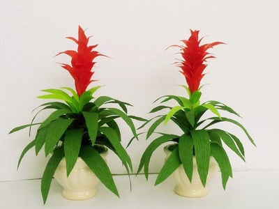 How To Make Guzmania ' Rondo ' Flower From Crepe Paper - Craft Tutorial