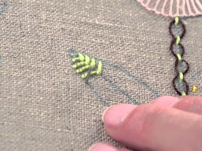 Learn How To Make an Open Fishbone Stitch   Embroidery Beginner   German