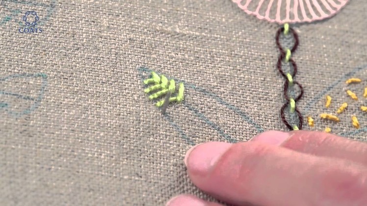 Learn How To Make an Open Fishbone Stitch   Embroidery Beginner   German