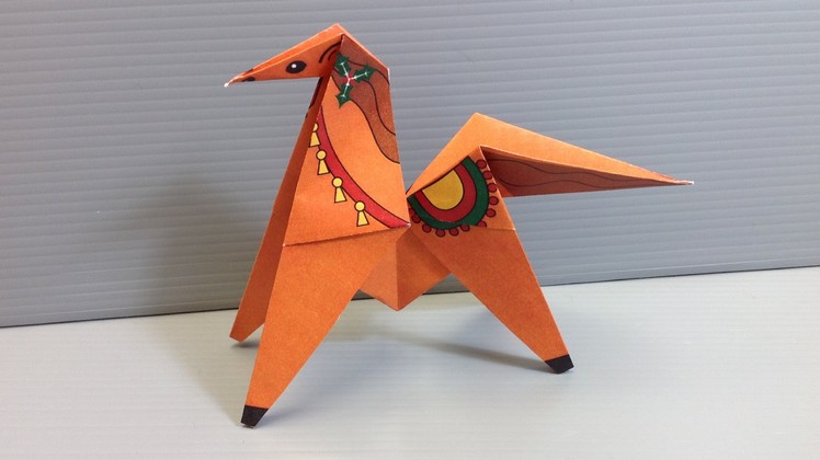 Make Your Own Action Origami Christmas Toy Horse that Flips!