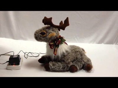 Move Music Moving Head Gray Reindeer Doll Xmas Decor Gift Ornament Toy PLD-01