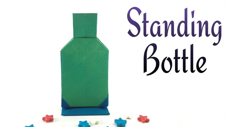 Origami tutorial - Paper "Bottle with stand" - Stands vertically!!