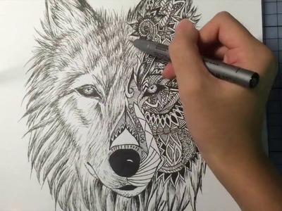 Wolf Mandala Drawing
