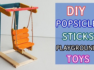 2 Mini Popsicle sticks Playground Toys : DIY Swing & Cradle