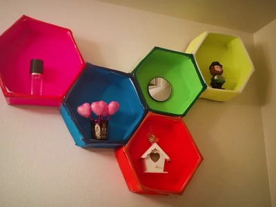 DIY Cardboard Hexagon Floating Shelves