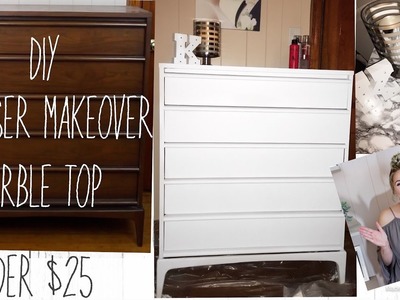 DIY • Chalk Paint • Dresser Makeover • Marble Top • Do It Yourself • Cheap • under $25