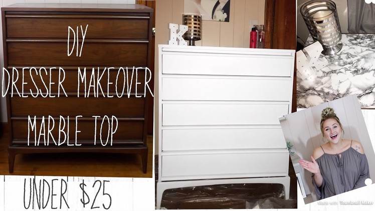DIY • Chalk Paint • Dresser Makeover • Marble Top • Do It Yourself • Cheap • under $25