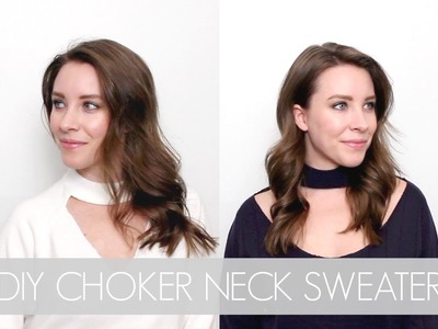 DIY CHOKER NECK SWEATER || Thrifted to Trendy