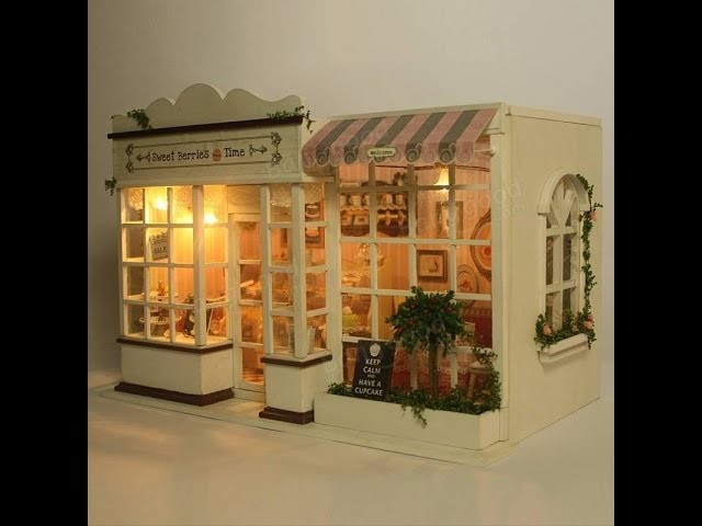 DIY Crafts: Miniature Coffee Shop Part1. Miniature Cute Room with LED lights & Music