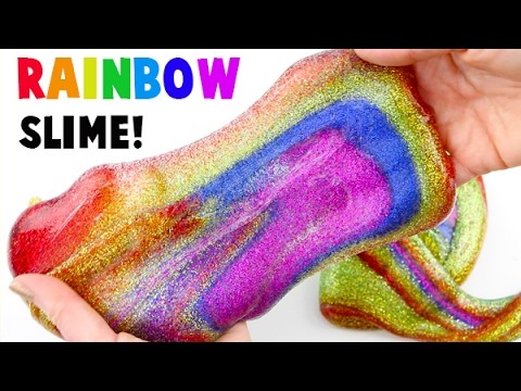 DIY How to Make Rainbow Glitter Slime! Satisfying Video
