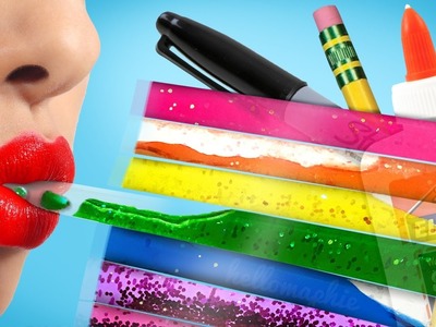 DIY LIQUID Rainbow Pencil Case You've NEVER Seen Before!