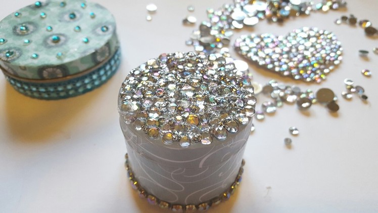 DIY RHINESTONE BLING JEWELRY CONTAINER | Upcycled Crafts