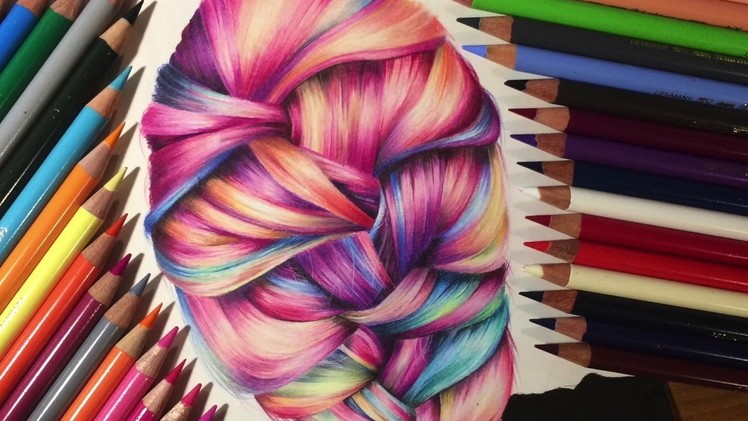 Drawing hair with colored pencils*rainbow hair*speed drawing*