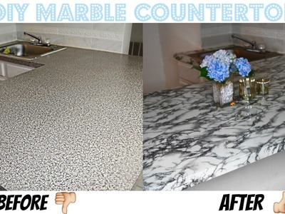 EASY DIY MARBLE COUNTERTOP | AFFORDABLE AND RENTAL FRIENDLY