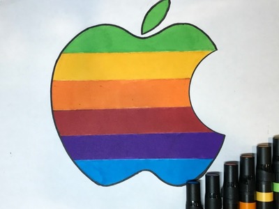 How to Draw the Rainbow Apple Logo | Logo Drawing