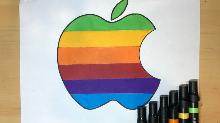 How to Draw the Rainbow Apple Logo | Logo Drawing