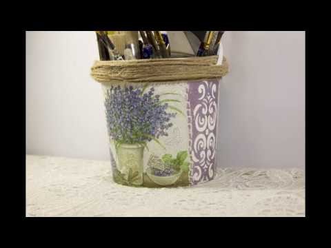 #17 DIY Provence style plastic bucket plastic pails recycled into flower pot making at home