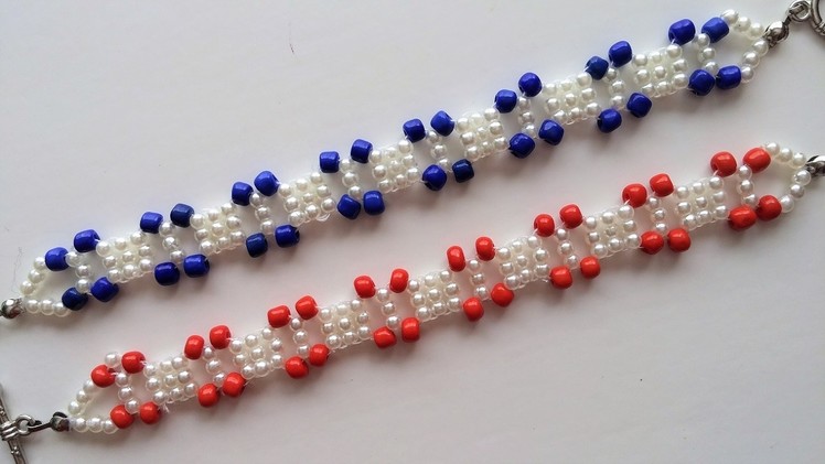 2 bracelets -1 beading pattern. Easy handmade jewelry pattern for beginners