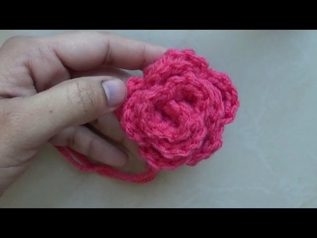Crochet Rose Flower in Tamil with English Subtitle I Crochet Rose Tutorial