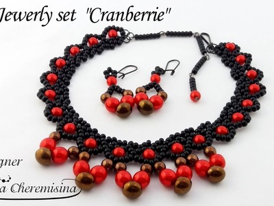 DIY: Jewerly set "Cranberrie" with czech glass Mushroom Beads [Video Tutorial]