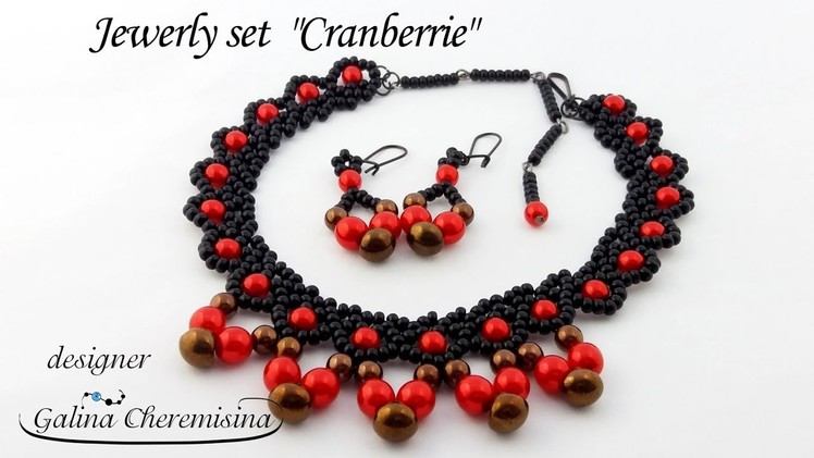 DIY: Jewerly set "Cranberrie" with czech glass Mushroom Beads [Video Tutorial]