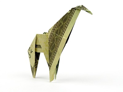 Dollar Bill Origami GIRAFFE, animal MONEY folding tutorial, 4K