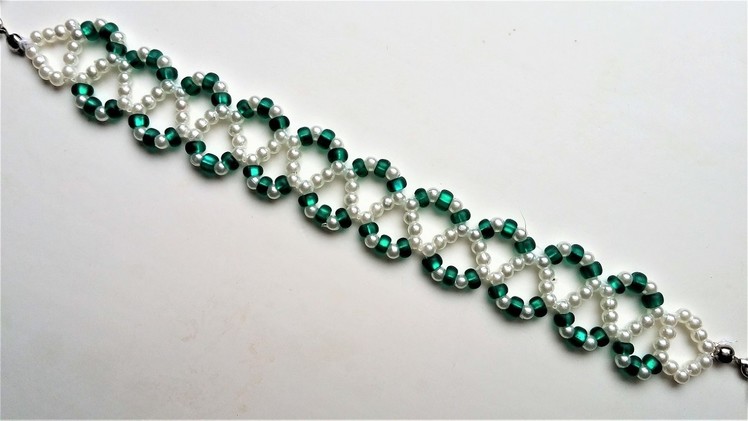 Go Green Bracelet 3. Beading jewelry pattern for beginners